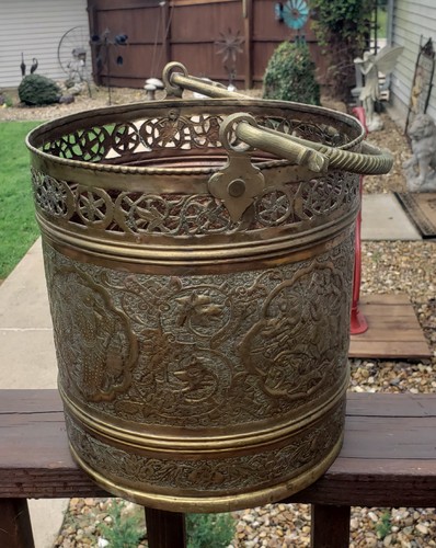 Antique Large Brass Copper Cauldron Bucket with Brass Handle. Heavy! - Picture 20 of 20