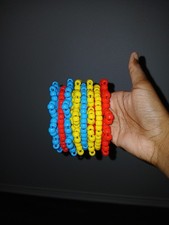 Kandi Primary Color Triple Rotater Cuff Handmade Bracelet - Rave-Size SMALL-plur