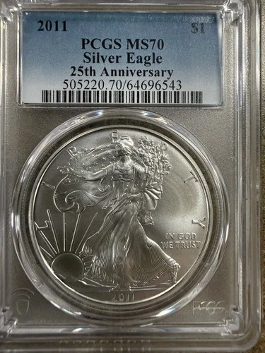 2011 AMERICAN SILVER EAGLE  PCGS MS70 25th Anniversary