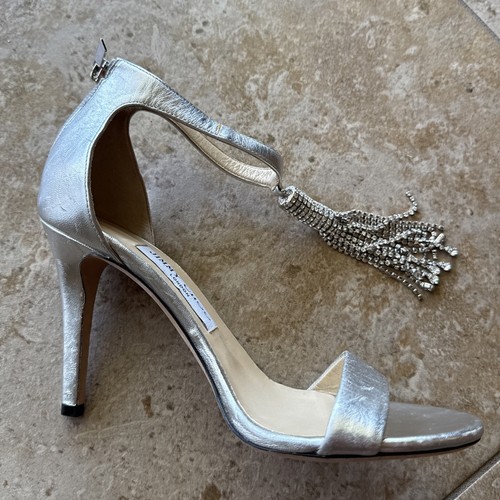 (LEFT SHOE ONLY) Jimmy Choo Viola Crystal-Tassel Sandals 37.5 / 7 / 7.5 AMPUTEE - Picture 2 of 8