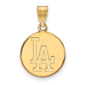Authentic Gold Plated Sterling Silver MLB LogoArt Los Angeles Dodgers Disc Pendant