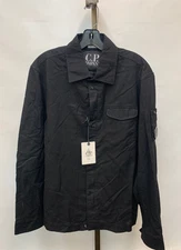 C.P. Company Men's Cotton Black Oversized Shirt with Lens Size L
