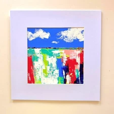 Original Abstract acrylic Painting 12 x 12 Contemporary wall Art  matted OOAK