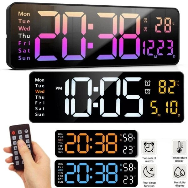 16inch BIG DIGITAL LED CLOCK WALL MOUNT LARGE NUMBERS TIMER DATE TEMPERATURE US - s l960