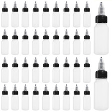 40 Pack 1Oz Dispensing Bottles, Boston round HDPE Plastic Bottle with Twist Top