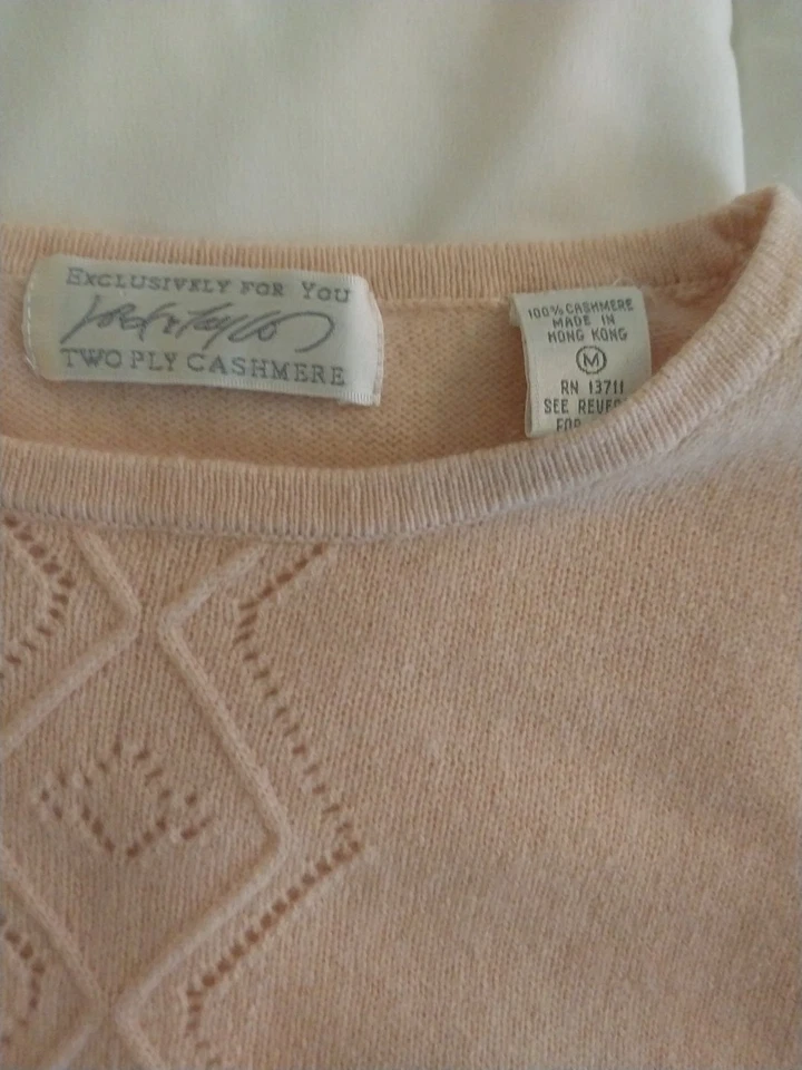 Suéter Pullover Para Mujer Lord & Taylor Rosa Dos Capas Cachemira Manga Corta Talla M Foto 3 de 4