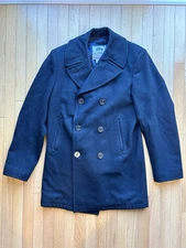 Vtg U.S Navy USN DSCP Sterlingwear Military Naval Kersey Wool Blue Pea Coat 40XL