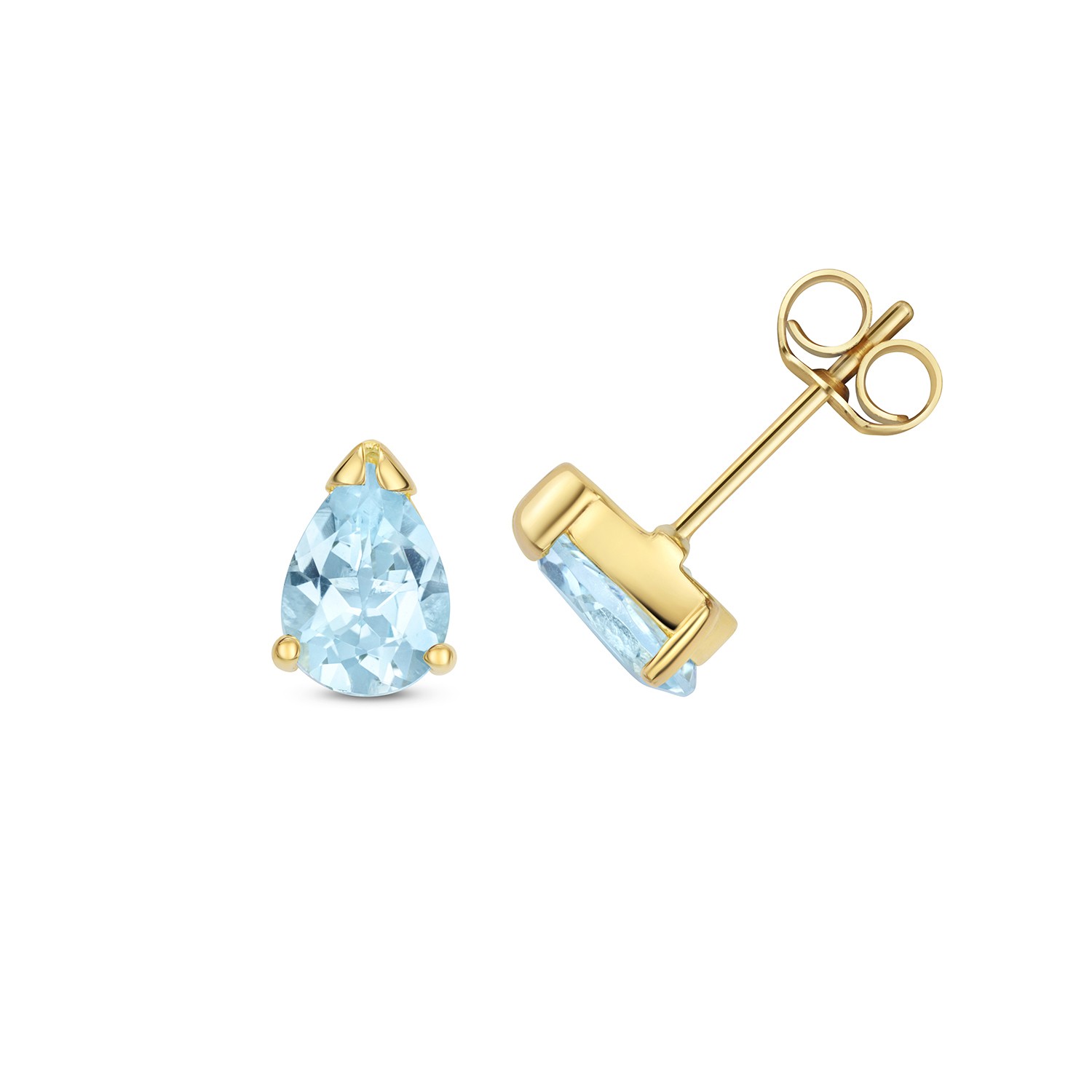 Boucles d'oreilles or 9 carats et topaze bleue véritable éclatante pour femme