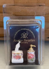 Reutter Porzellan Dresden Rose Tissue Box and Lotion/Soap Dispenser Dollhouse M