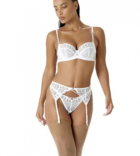 GOSSARD: FIESTA SUSPENDER GARTER BELT. WHITE SPARKLE. BRIDAL. XS. ORG SALE