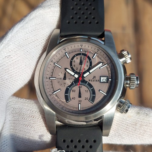 Vintage Active Westar Swiss Chronograph Quartz Men's Watch With Date Panda Dial - Picture 1 of 11