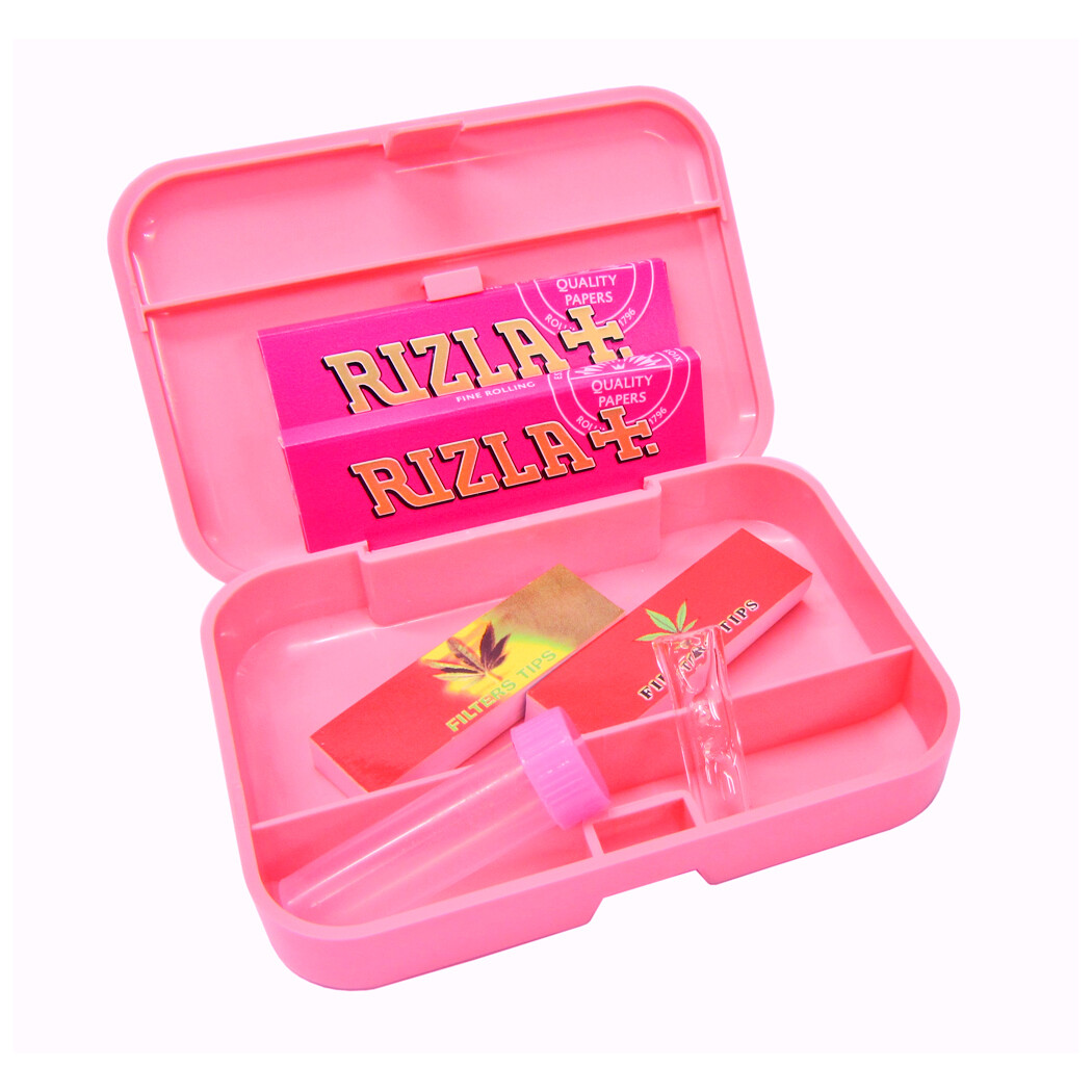 Pink Plastic Tobacco Box Cigarette Storage Case Paper Holder Optional Gift  Set
