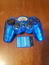 Parts only - GAME ELEMENTS PS2 Wireless Game Controller W/ Receiver CLEAR BLUE