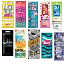 10 Premium Tanning Lotion Packets – Bronzers & Intensifiers for Sunbed Use