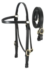 Tough-1 Black Leather Horse Sized Barco Bridle 73-100