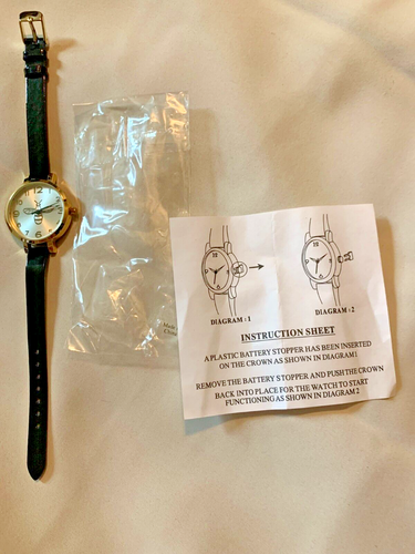 Nuevo reloj analógico de pulsera de acero inoxidable abeja para mujer con correa negra EF - Imagen 2 de 6