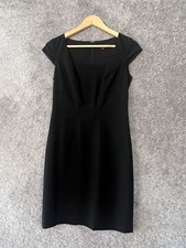 Ann Taylor Dress Womens 00 Black Short Sleeve Scoop Neck Lined Knee Length