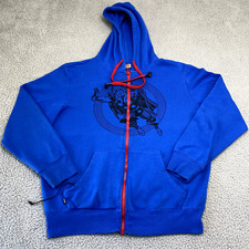 Marvel Captain America Sweatshirt Mens Large Blue Full Zip Built In Headphones 