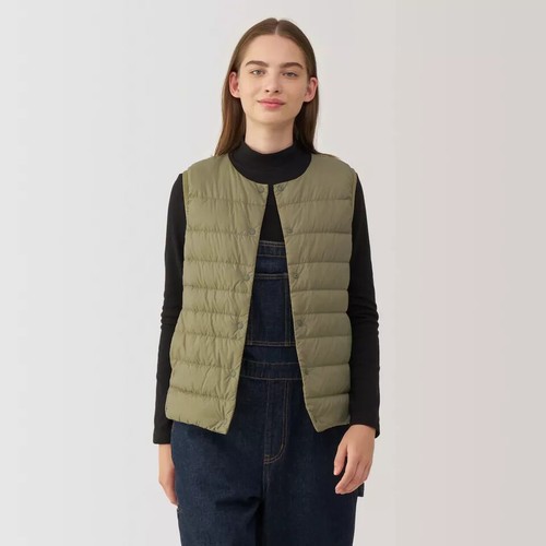 MUJI Collarless Down Vest XS-XXL Packable Lightweight Anti-Static Women NWT - Picture 28 of 33