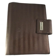 Day-Timer Brown Striped Planner Binder 7 Rings 1 1/8" Magnetic Snap Tab Vtg