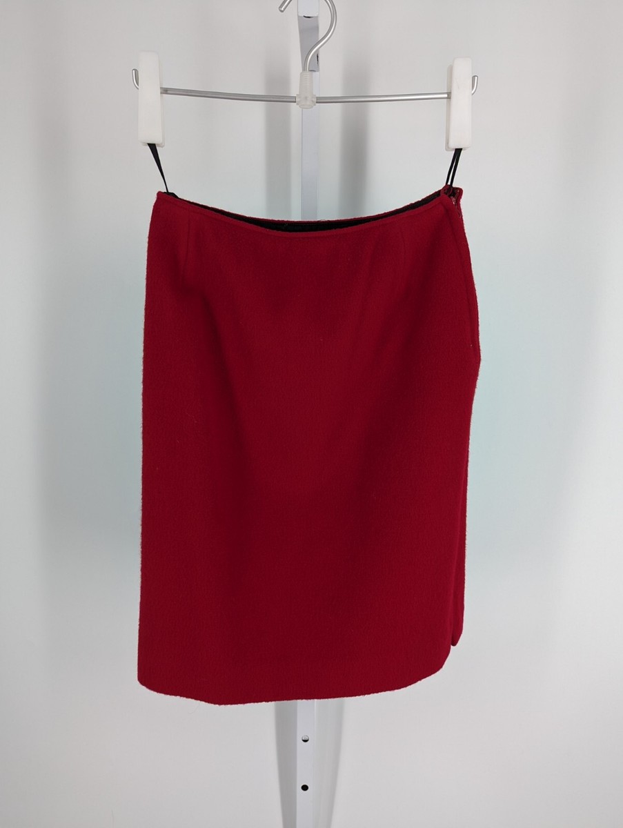 agnes Vintage Red Cashmere Pencil Skirt Size 38 France 26