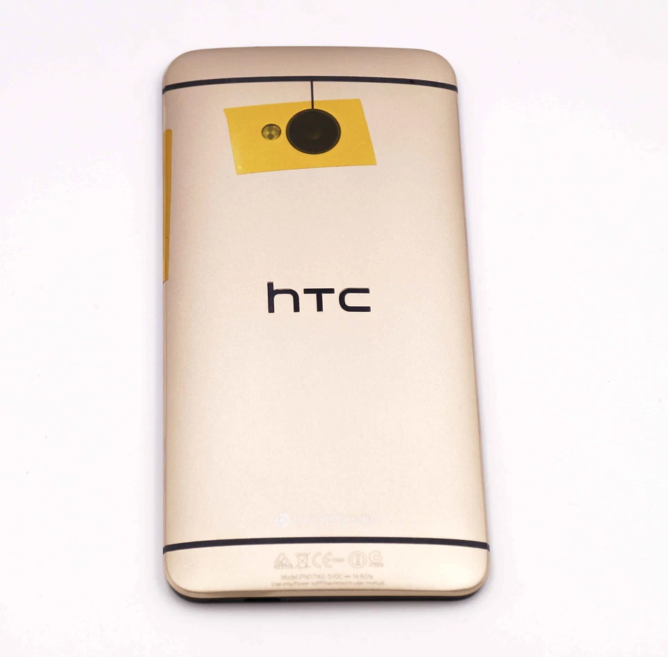 Original HTC M7 801e Housing Back Cover Battery Door Buttons NFC Antenna Gold - Image 2 of 4