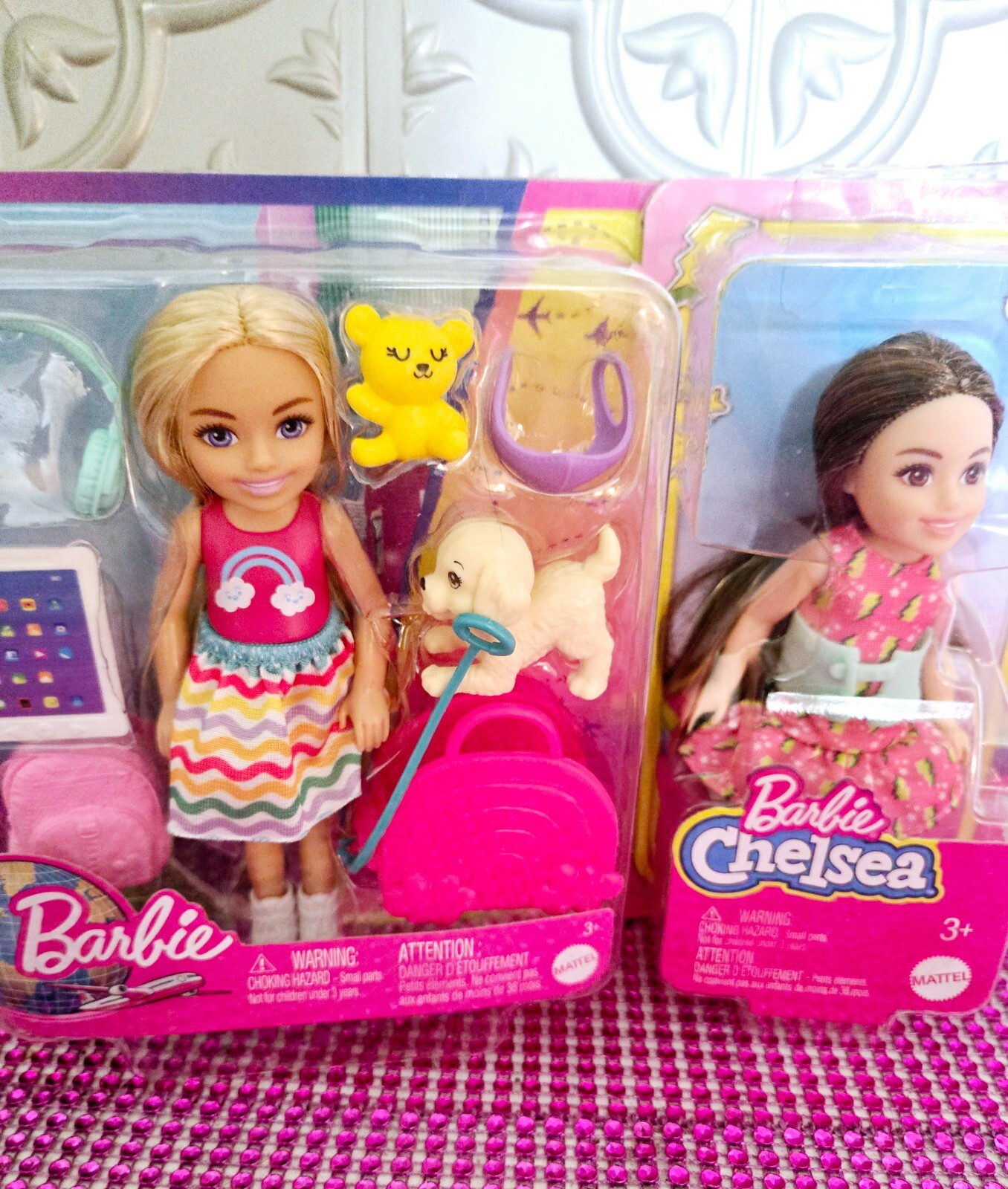 Barbie Chelsea Doll Blonde Small Doll Travel Set with accessories 2 Soll bundle