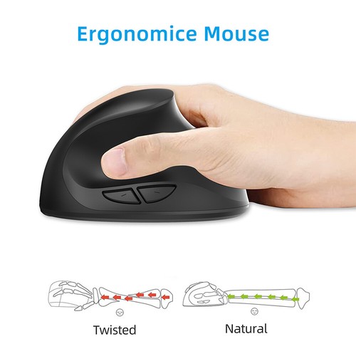 Souris ergonomique verticale sans fil 2.4G, rechargeable, avec récepteur USB ~Ho - Afbeelding 8 van 18