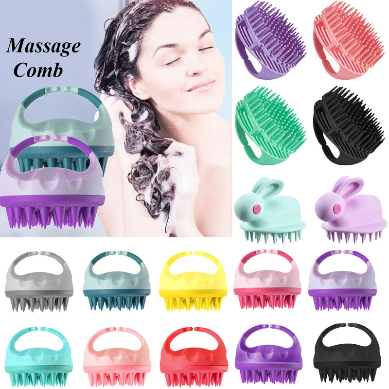 Cepillo masajeador de cuero cabelludo de silicona masaje champú cepillo ducha limpiador herramienta L Foto 2 de 4