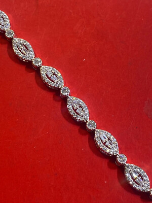 Women's Solid 925 Sterling Silver 7mm CZ Tennis Bracelet fancy /s3