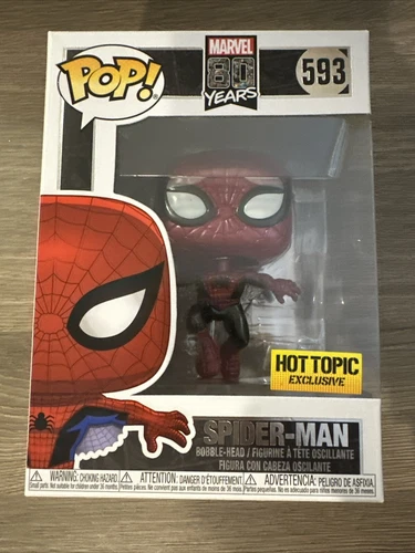 Funko Pop! Vinilo: Marvel - Spider-Man (metálico) - Hot Topic #593 con protector
