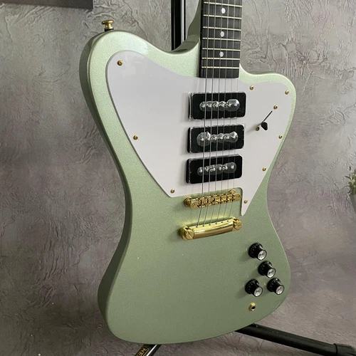 Green 6String MENG Non-Reverse Electric Guitar P90 Pickup Gold Hardware