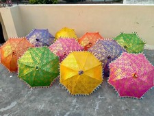 10 Pc Lot Wedding Mehndi Wholesale Party Decor Indian Hand Embroidered Umbrella