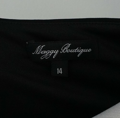 MAGGY BOUTIQUE Black Cinch Waist Faux Wrap Front Sleeveless Maxi Dress Size 14 - Picture 5 of 6