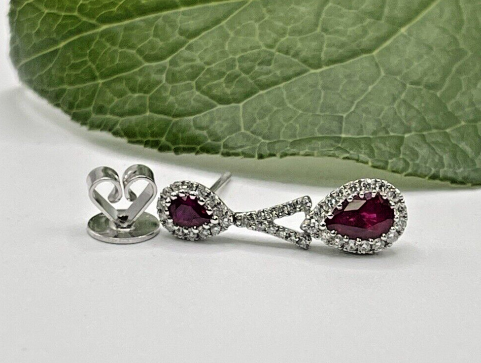 18kt White Gold Ruby Dangle Earrings - image 4