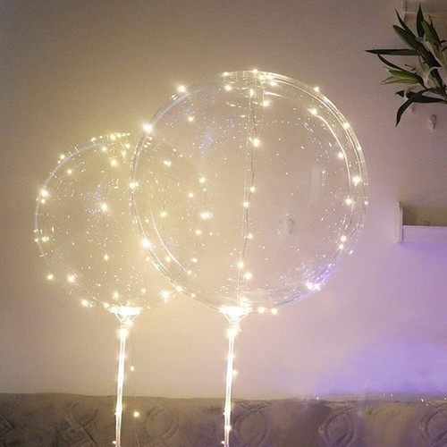 10 PCS LED WHITE Light Up BOBO Balloon 20 Inch(WITH STICK)10 Pack Clear-PUMP - Picture 6 of 8