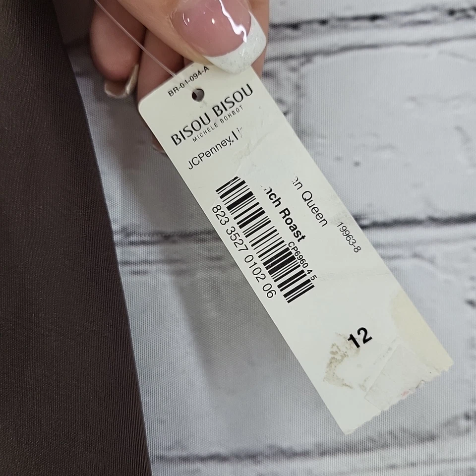 Pantalones Cortos Bisou Bisou Para Mujer Talla 12 Marrón Frente Plano Bermudas Elastizados Nuevos NOS Defecto Foto 4 de 4