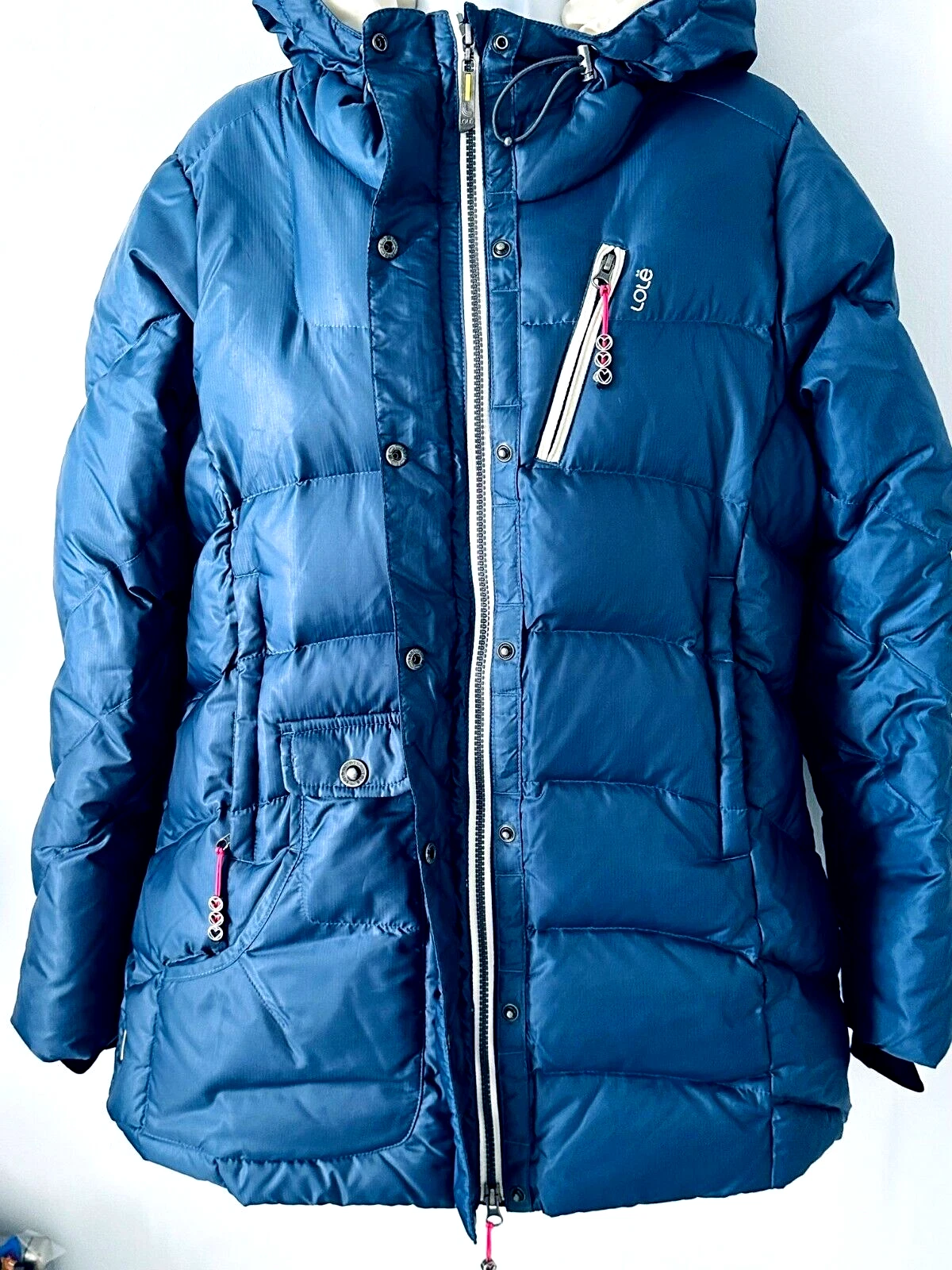 lole full zip up hooded down puffer coat jacket
