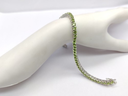Natural Moissanite, Peridot & Amethyst, Tennis Bracelet, Fine Silver Jewellery. - Picture 27 of 34