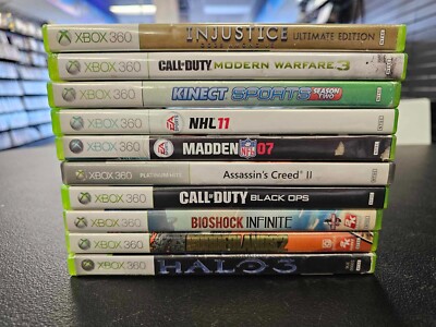 Xbox 360 Game Lot x10 Halo 3 Borderlands 2 Bioshock Infinite Assassins Creed II