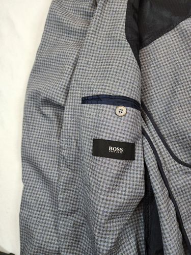 HUGO BOSS Slim Fit Size 36R Gray Blue Checked 2 Button Sport Coat *No Liner - Picture 6 of 15