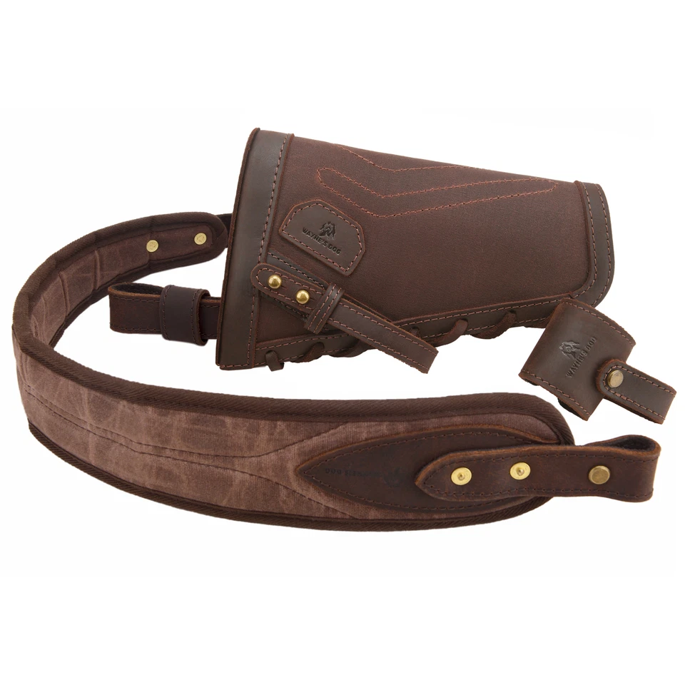 无钻套装皮革和帆布步枪 Buttstock + 肩带 + 吊环 — 第 2/4 张图片