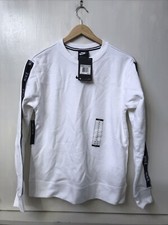 NIKE Sweatshirt Womens Center Swoosh White Logo Sleeve Stripe Size XS NWT