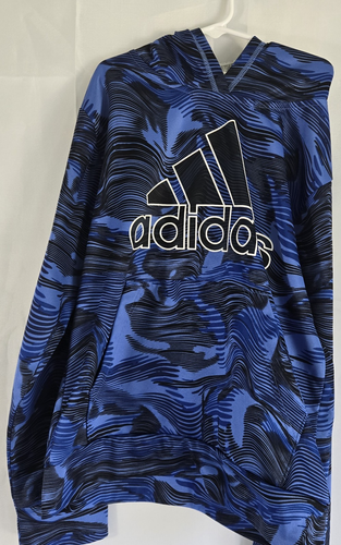 ADIDAS Youth Medium 10/12 Blue Hoodie/Sweatshirt - Picture 2 of 4