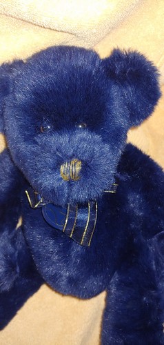 Retired Build a Bear 2001 Deep Blue New Years Bear Maxine Clark NICE