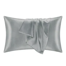 NOCHKA 100% Pure Mulberry Silk Silver Pillowcase  - Handmade in USA
