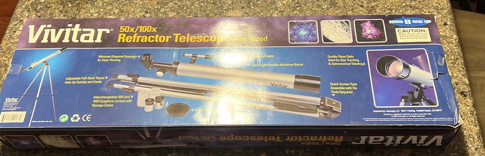 Vivitar 50x/100x Refractor Telescope with Tripod plus 3X Finder Scope New in Box - Image 2 of 3