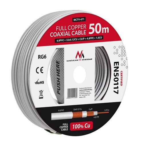 5902211114185 Maclean Coaxial Cable, Satellite Antenna Cable, RG6 1.02CU+4.8FPE+ - 第 6/6 張圖片