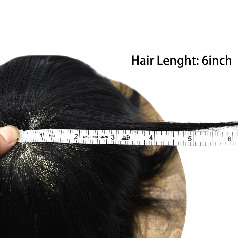 男式 Toupee Hairpiece 细单色头发系统替换聚乙烯皮肤周围男士假发 — 第 4/4 张图片