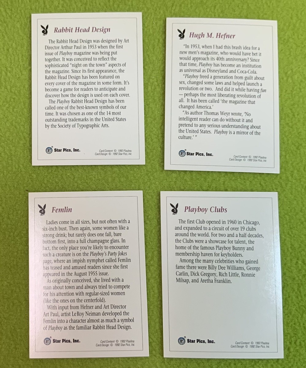 1992 Playboy Commemorative Card Art Set 72 cards Complete set Near